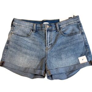 Old Navy Womens Mid-Rise Denim Shorts Light Wash Rolled Hem 3 In Inseam Size 10